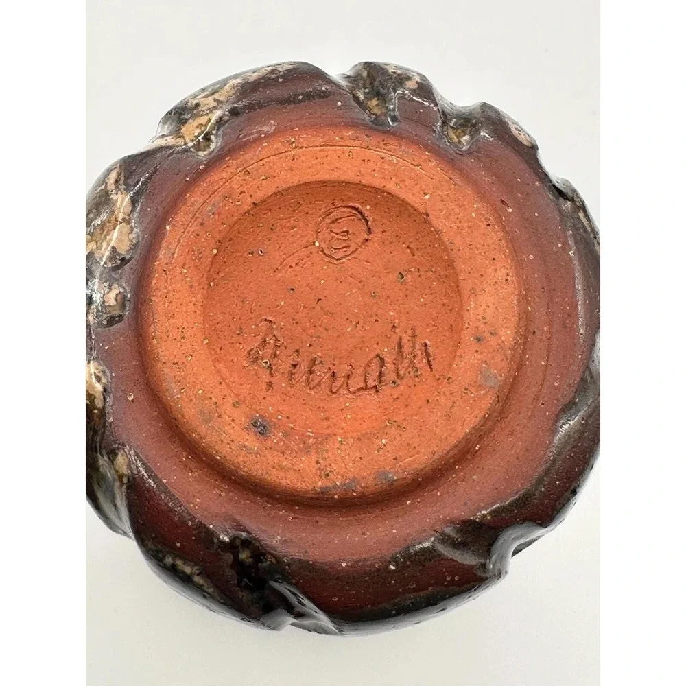 Rustic Handmade Pottery Tea Cups - Brown Black Glazed Ceramic Set of 3